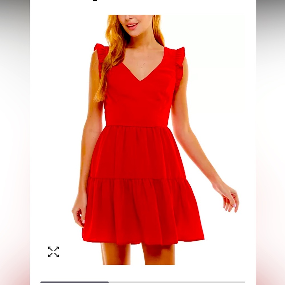 City Studios Juniors' Open-Back Fit & Flare red dress size large